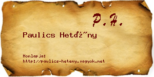 Paulics Hetény névjegykártya